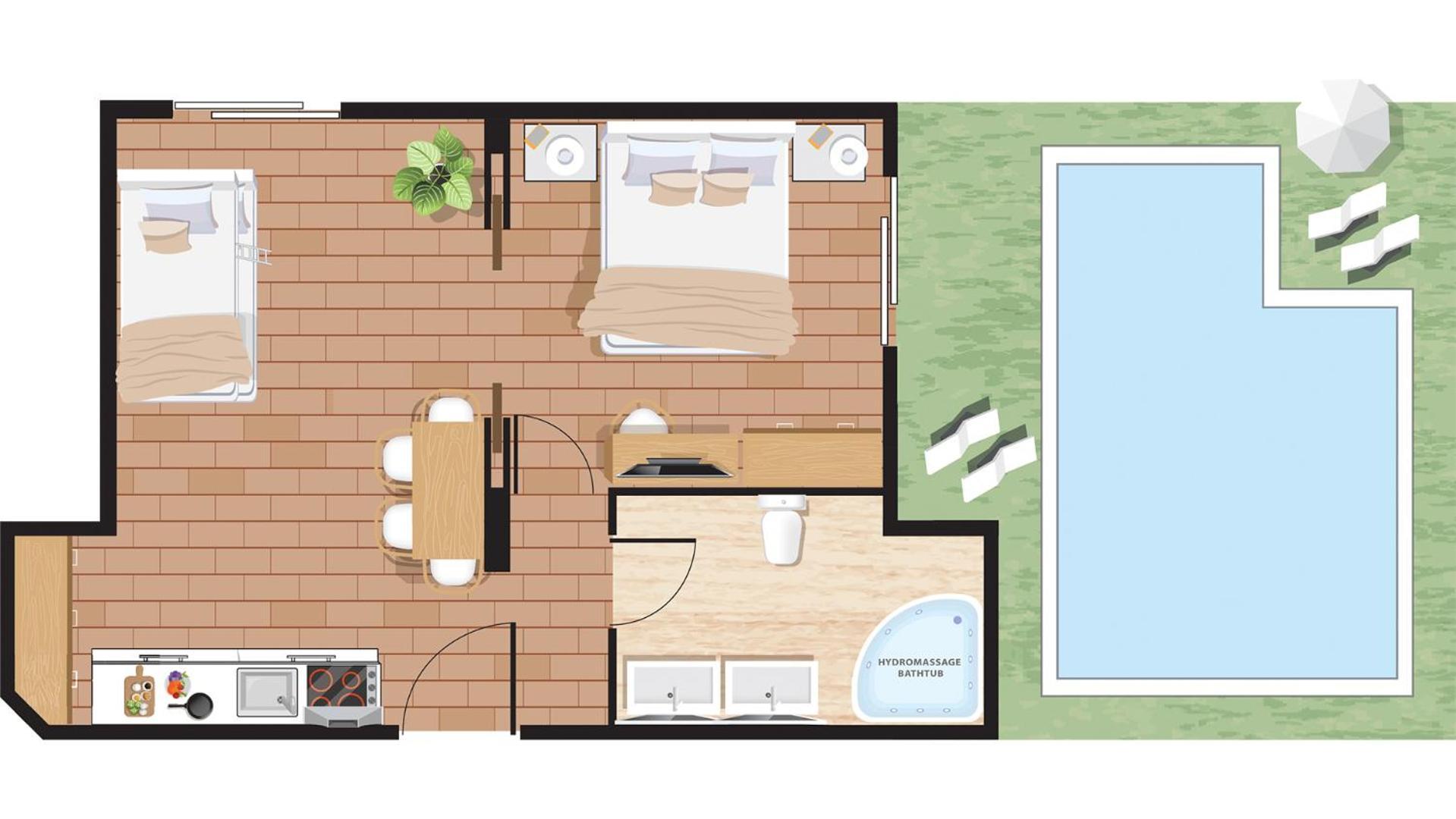Apartament de familie cu piscină